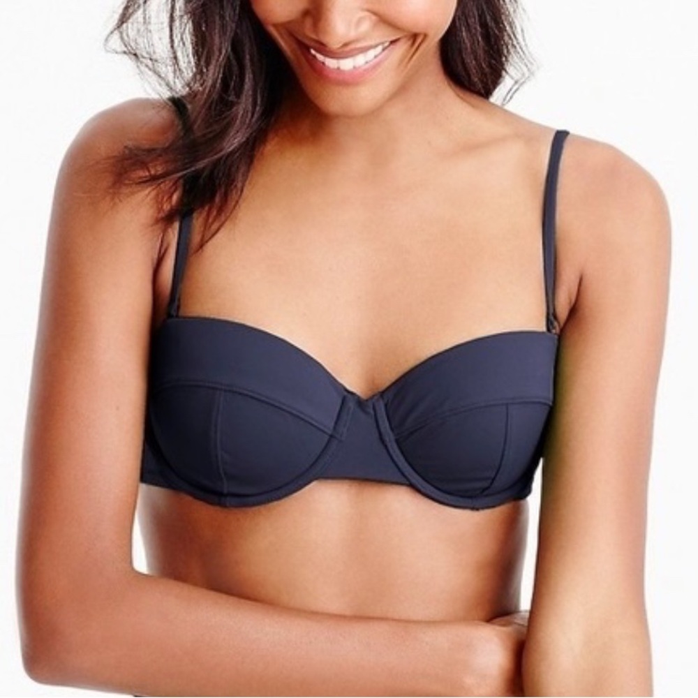 J. Crew Bikini Top, Navy Blue Underwire Bikini Top, Size 36D, NWT